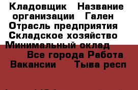 Кладовщик › Название организации ­ Гален › Отрасль предприятия ­ Складское хозяйство › Минимальный оклад ­ 20 000 - Все города Работа » Вакансии   . Тыва респ.